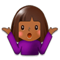Emoji 🤷🏾‍♀️ Donna Che Scrolla Le Spalle: Carnagione Abbastanza Scura su Samsung Experience 9.0.
