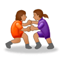 🤼🏽‍♀️ Emoji Mujeres Luchando, Tono De Piel Medio en Samsung Experience 9.0.