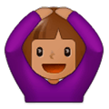 🙆🏽 Emoji Person mit Händen auf dem Kopf: mittlere Hautfarbe Samsung Experience 9.1.