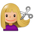 Émoji 💇🏼 Personne Qui Se Fait Couper Les Cheveux : Peau Moyennement Claire sur Samsung Experience 9.1.