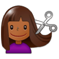 💇🏾 Emoji Persona Cortándose El Pelo: Tono De Piel Oscuro Medio en Samsung Experience 9.1.
