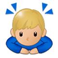 Emoji 🙇🏼‍♂️ Uomo Che Fa Inchino Profondo: Carnagione Abbastanza Chiara su Samsung Experience 9.1.
