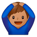 🙆🏽‍♂️ Emoji Mann mit Händen auf dem Kopf: mittlere Hautfarbe Samsung Experience 9.1.