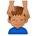 💆🏽‍♂️ Emoji Mann, der eine Kopfmassage bekommt: mittlere Hautfarbe Samsung Experience 9.1.