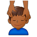 Emoji 💆🏾‍♂️ Uomo Che Riceve Un Massaggio: Carnagione Abbastanza Scura su Samsung Experience 9.1.