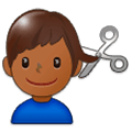 💇🏾‍♂️ Emoji Mann beim Haareschneiden: mitteldunkle Hautfarbe Samsung Experience 9.1.