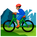 🚵🏽‍♂️ Emoji Homem Fazendo Mountain Bike: Pele Morena na Samsung Experience 9.1.