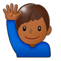 🙋🏾‍♂️ Emoji Mann mit erhobenem Arm: mitteldunkle Hautfarbe Samsung Experience 9.1.