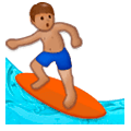 🏄🏽‍♂️ Emoji Homem Surfista: Pele Morena na Samsung Experience 9.1.