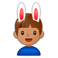 👯🏽‍♂️ Emoji Hombres Con Orejas De Conejo, Tono De Piel Medio en Samsung Experience 9.1.