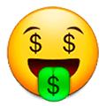 Emoji 🤑 Faccina Avida Di Denaro su Samsung Experience 9.1.