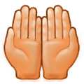 Emoji 🤲🏼 Mani Unite In Alto: Carnagione Abbastanza Chiara su Samsung Experience 9.1.