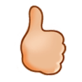 🖒🏼 Emoji Gesto aberto com polegar para cima: Pele Morena Clara na Samsung Experience 9.1.