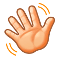 👋🏻 Emoji winkende Hand: helle Hautfarbe Samsung Experience 9.1.