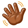 👋🏾 Emoji winkende Hand: mitteldunkle Hautfarbe Samsung Experience 9.1.