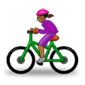🚴🏾‍♀️ Emoji Mulher Ciclista: Pele Morena Escura na Samsung Experience 9.1.