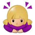 🙇🏼‍♀️ Emoji Mujer Haciendo Una Reverencia: Tono De Piel Claro Medio en Samsung Experience 9.1.