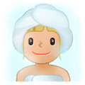 🧖🏼‍♀️ Emoji Frau in Dampfsauna: mittelhelle Hautfarbe Samsung Experience 9.1.