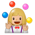 🤹🏼‍♀️ Emoji Jongleurin: mittelhelle Hautfarbe Samsung Experience 9.1.