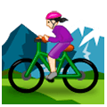 🚵🏻‍♀️ Emoji Mountainbikerin: helle Hautfarbe Samsung Experience 9.1.