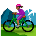 🚵🏾‍♀️ Emoji Mulher Fazendo Mountain Bike: Pele Morena Escura na Samsung Experience 9.1.