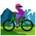 🚵🏿‍♀️ Emoji Mulher Fazendo Mountain Bike: Pele Escura na Samsung Experience 9.1.