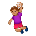 🤾🏽‍♀️ Emoji Mujer Jugando Al Balonmano: Tono De Piel Medio en Samsung Experience 9.1.