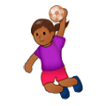 🤾🏾‍♀️ Emoji Jogadora De Handebol: Pele Morena Escura na Samsung Experience 9.1.