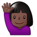 🙋🏿‍♀️ Emoji Frau mit erhobenem Arm: dunkle Hautfarbe Samsung Experience 9.1.
