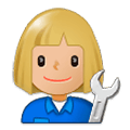 Emoji 👩🏼‍🔧 Meccanico Donna: Carnagione Abbastanza Chiara su Samsung Experience 9.5.