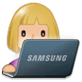 Émoji 👩🏼‍💻 Informaticienne : Peau Moyennement Claire sur Samsung Experience 9.5.