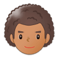 Émoji 👨🏽‍🦱 Homme : Peau Légèrement Mate Et Cheveux Bouclés sur Samsung Experience 9.5.