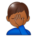 🤦🏾‍♂️ Emoji sich an den Kopf fassender Mann: mitteldunkle Hautfarbe Samsung Experience 9.5.