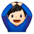 🙆🏻‍♂️ Emoji Mann mit Händen auf dem Kopf: helle Hautfarbe Samsung Experience 9.5.