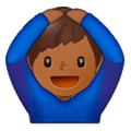 🙆🏾‍♂️ Emoji Mann mit Händen auf dem Kopf: mitteldunkle Hautfarbe Samsung Experience 9.5.