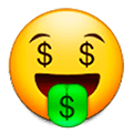Emoji 🤑 Faccina Avida Di Denaro su Samsung Experience 9.5.
