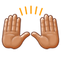 🙌🏽 Emoji zwei erhobene Handflächen: mittlere Hautfarbe Samsung Experience 9.5.