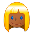 👱🏾‍♀️ Emoji Mulher: Pele Morena Escura E Cabelo Loiro na Samsung One UI 1.0.