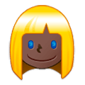 👱🏿‍♀️ Emoji Mujer Rubia: Tono De Piel Oscuro en Samsung One UI 1.0.