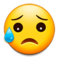 Emoji 😥 Faccina Delusa Ma Sollevata su Samsung One UI 1.0.