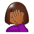 🤦🏾 Emoji Persona Con La Mano En La Frente: Tono De Piel Oscuro Medio en Samsung One UI 1.0.