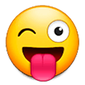 😜 Emoji zwinkerndes Gesicht mit herausgestreckter Zunge Samsung One UI 1.0.