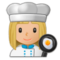 Émoji 👩🏼‍🍳 Cuisinière : Peau Moyennement Claire sur Samsung One UI 1.0.
