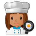 👩🏽‍🍳 Emoji Cozinheira: Pele Morena na Samsung One UI 1.0.