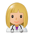 👩🏼‍⚕️ Emoji Ärztin: mittelhelle Hautfarbe Samsung One UI 1.0.