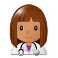 👩🏽‍⚕️ Emoji Mulher Profissional Da Saúde: Pele Morena na Samsung One UI 1.0.