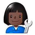 👩🏿‍🔧 Emoji Mechanikerin: dunkle Hautfarbe Samsung One UI 1.0.