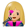 Emoji 👩🏼‍🎤 Cantante Donna: Carnagione Abbastanza Chiara su Samsung One UI 1.0.