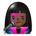 Emoji 👩🏿‍🎤 Cantante Donna: Carnagione Scura su Samsung One UI 1.0.