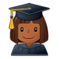 👩🏾‍🎓 Emoji Estudiante Mujer: Tono De Piel Oscuro Medio en Samsung One UI 1.0.
